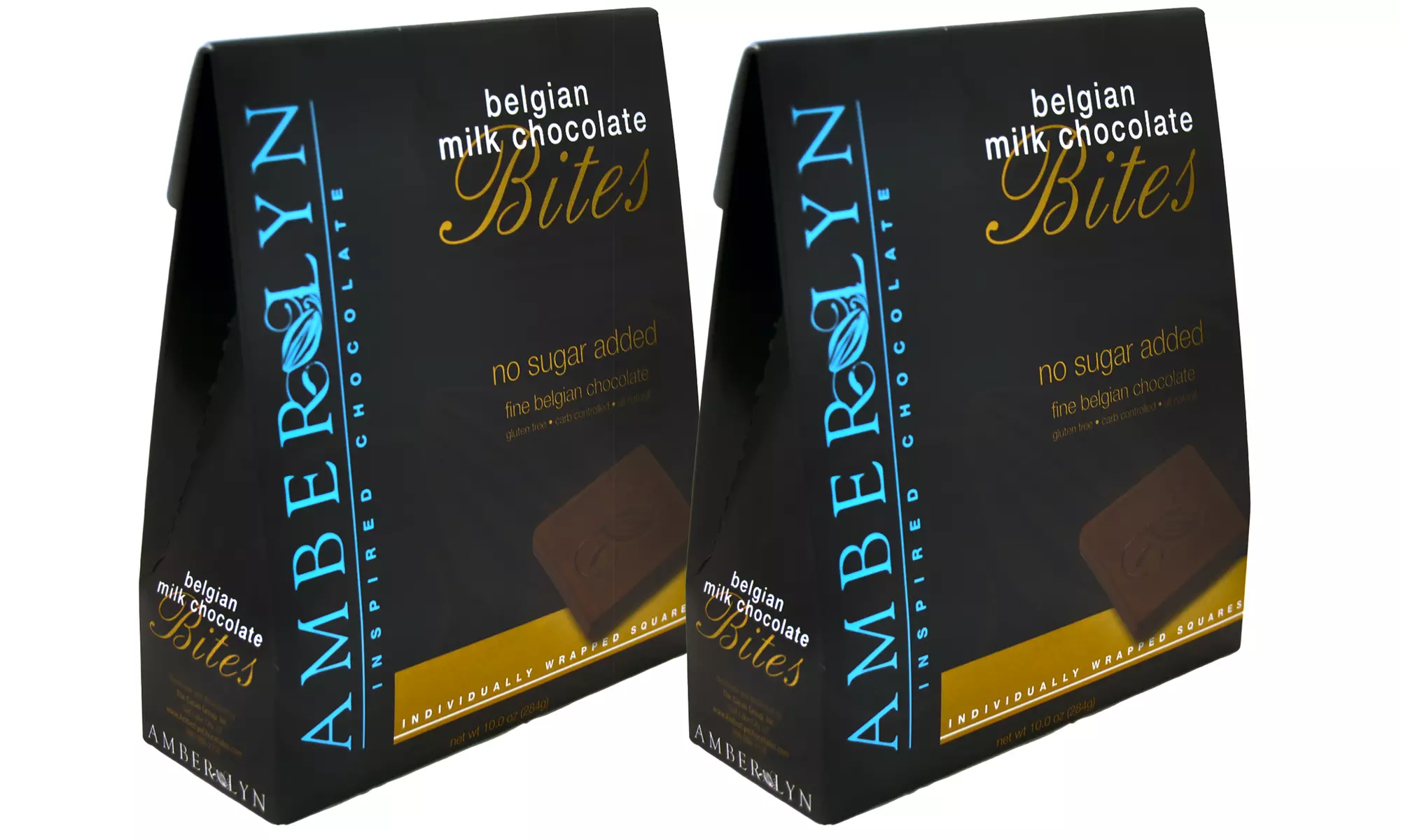 2-Pack of Amber Lyn Belgian Gluten- and Sugar-Free Milk or Dark Chocolate Bites; 10 Oz. Per Box  - Second Medium