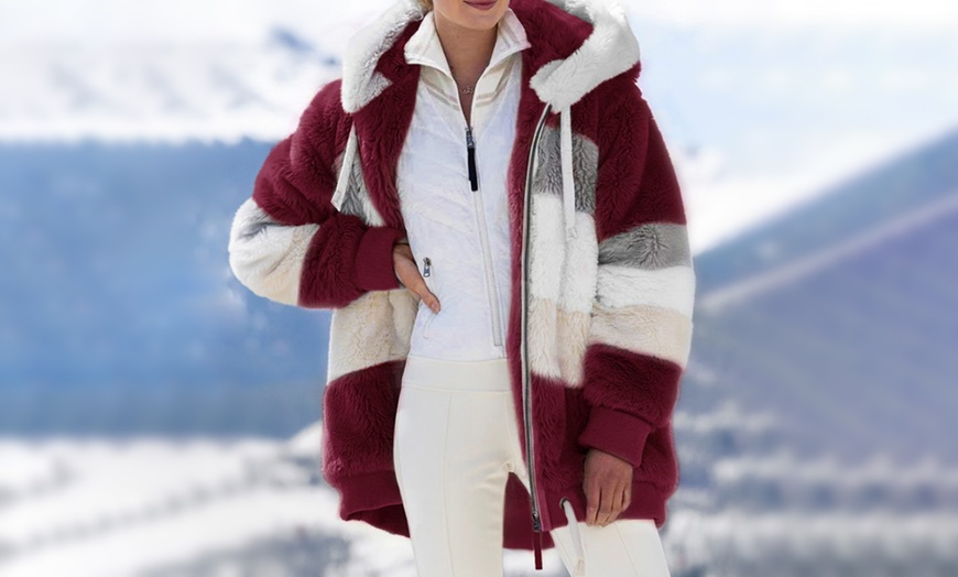 Image 3: Women’s Plush Hooded Coat