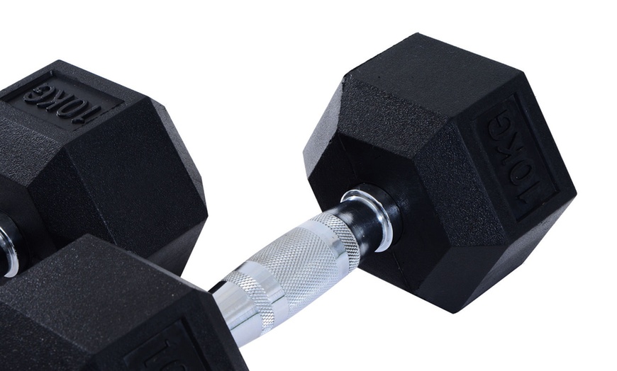 Image 41: Rubber Hexagonal Dumbbells