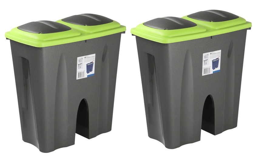 Image 6: Double Recycling Waste Bin 50L