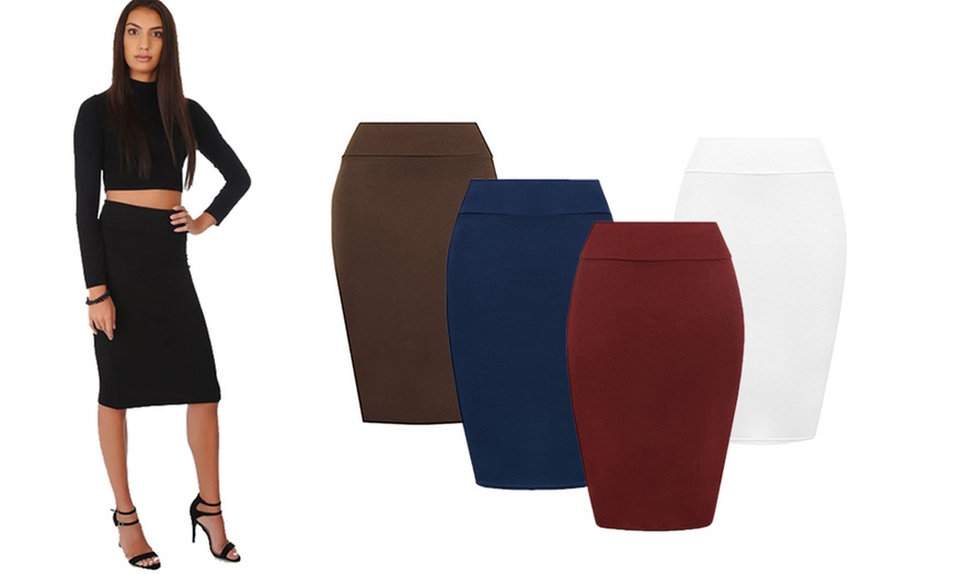 Image 1: Jersey Pencil Skirt