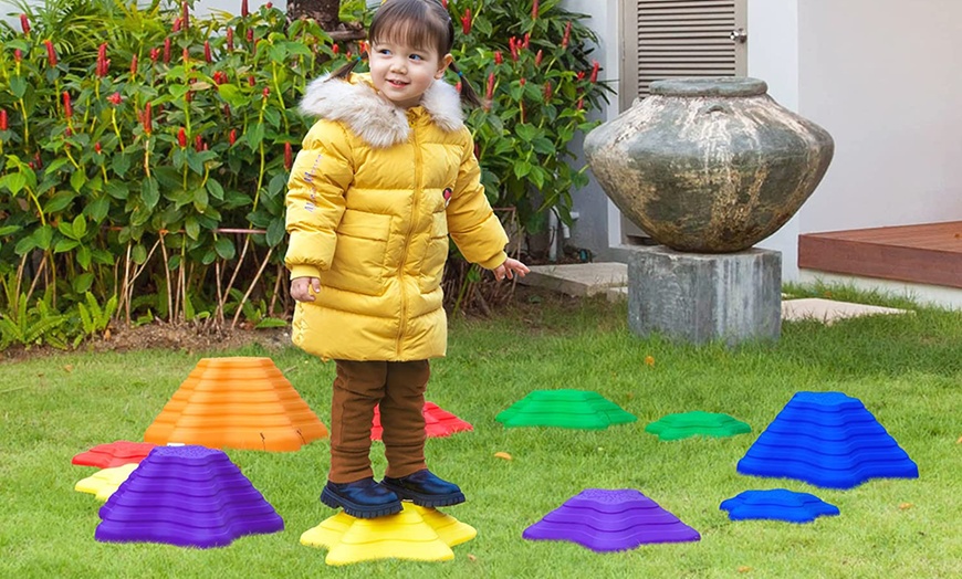 Image 4: 6- or 11-Piece Outsunny Kids' Balance Stepping Stones Playground