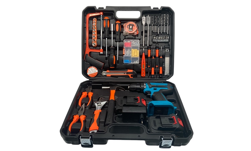 Image 6: Kit de herramientas de 100 piezas con taladro atornillador
