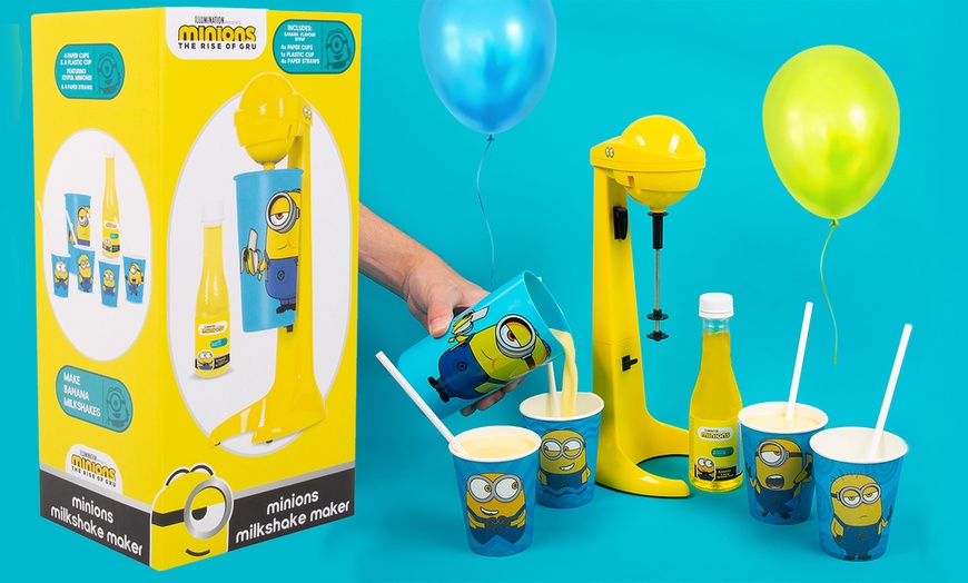 Image 1: One or Two Minions Milkshake Maker and Banana-Flavoured Syrup Sets
