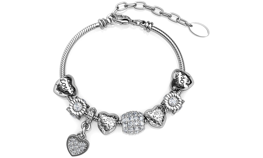 Image 6: Drop Heart Charm Bracelet Made with Crystals from Swarovski®
