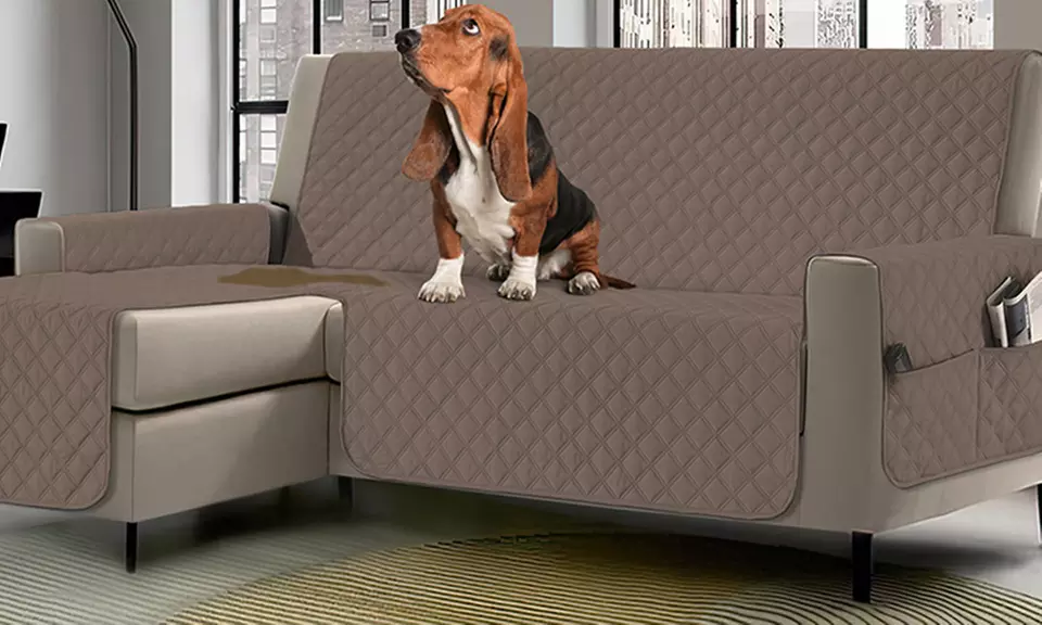 Copridivano con penisola impermeabile con tasche porta oggetti