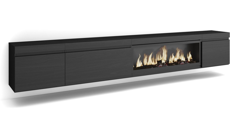 Image 32: Mueble TV '' Cozy'' con Chimenea Eléctrica XXL opcional y almacenaje