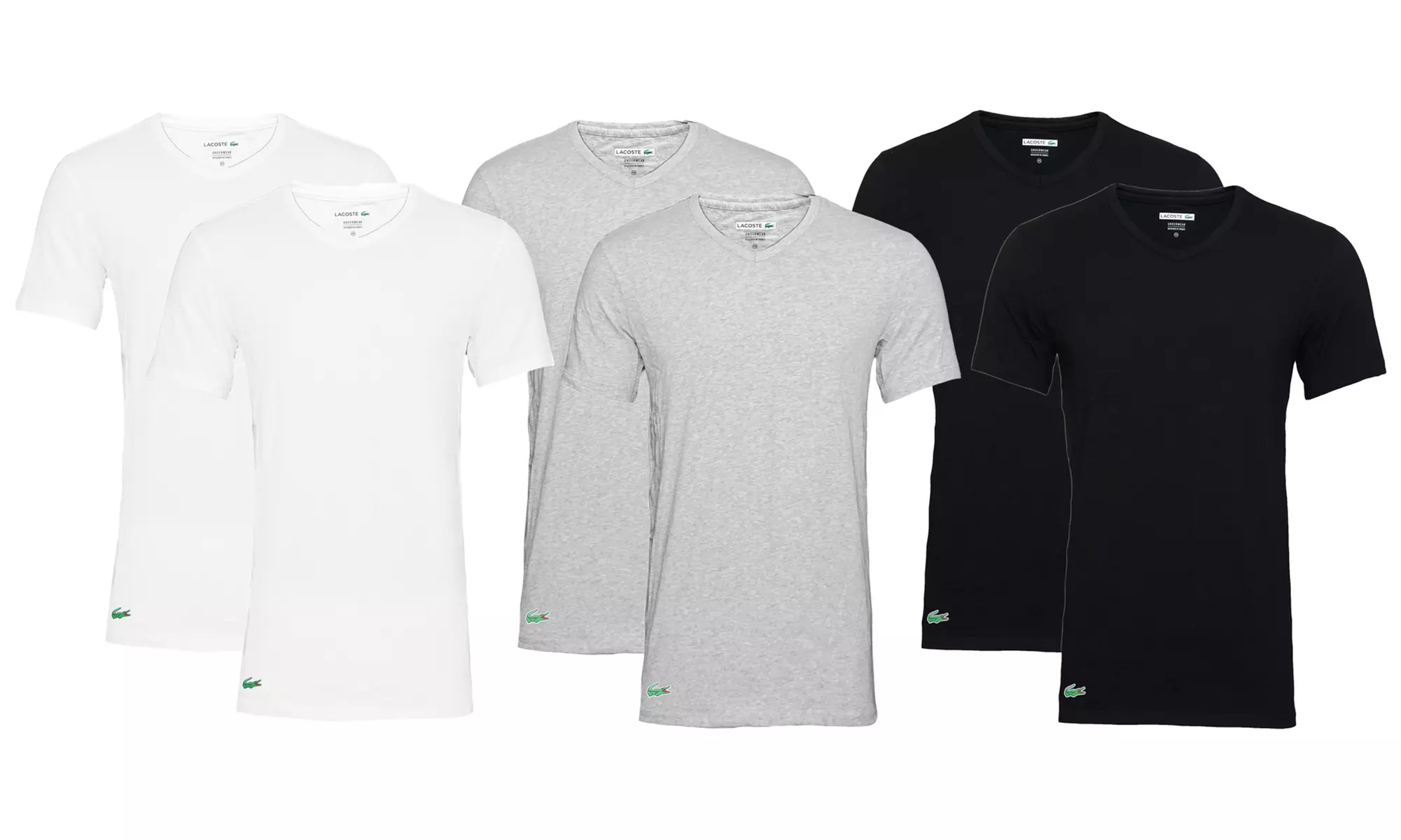 2 T-Shirt Lacoste con scollo a V disponibili in 3 colori e 2 taglie - Primary Image