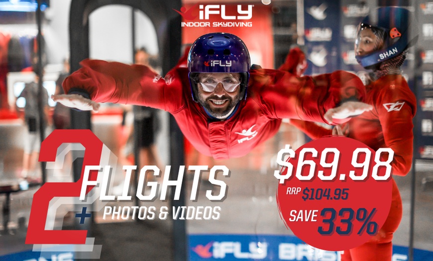 Image 1: 2 Flights with Photo & Video Bundle at iFLY Brisbane Indoor Skydiving