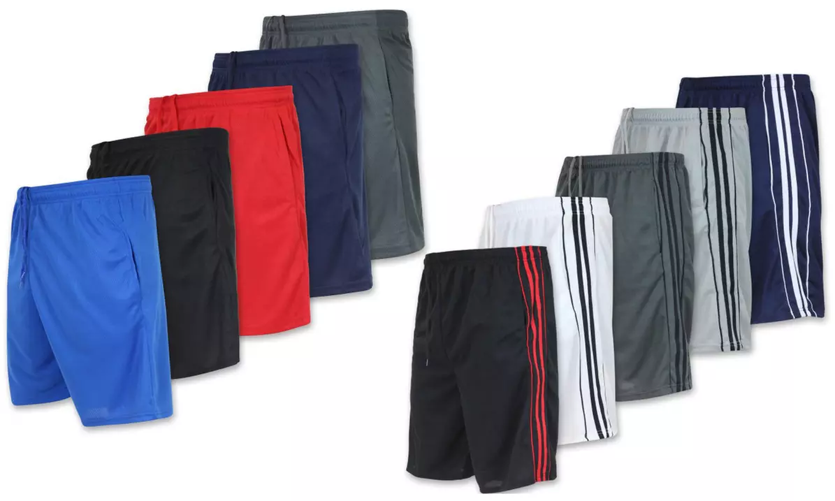 Real Essentials Men's Mesh Active Shorts with Pockets (5-Pack, S-2XL) - Primary Image
