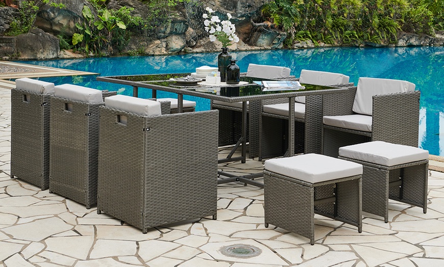 Image 1: Cube Rattan-Effect Dining Set