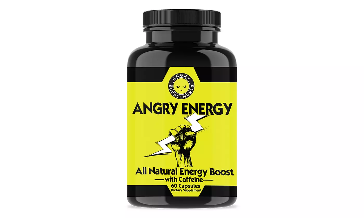 Angry Supplements Angry Energy, All Natural Energy Booster and Recovery with Caffeine (60-, 120-, or 180-Count) - Primary Image