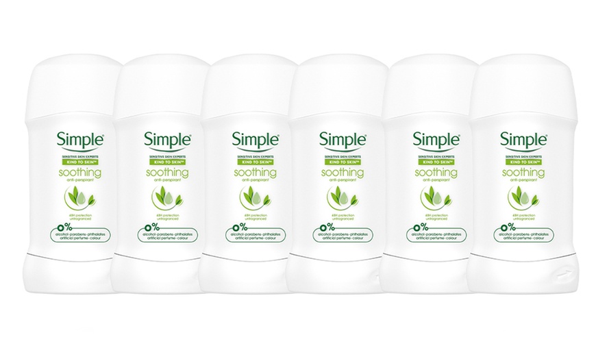 Image 3: Six-Pack of Simple Antiperspirant Stick 40ml