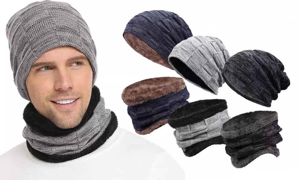 1x oder 2x Beanie oder Set mit Beanie & Schal mit Fleece-Innenseite