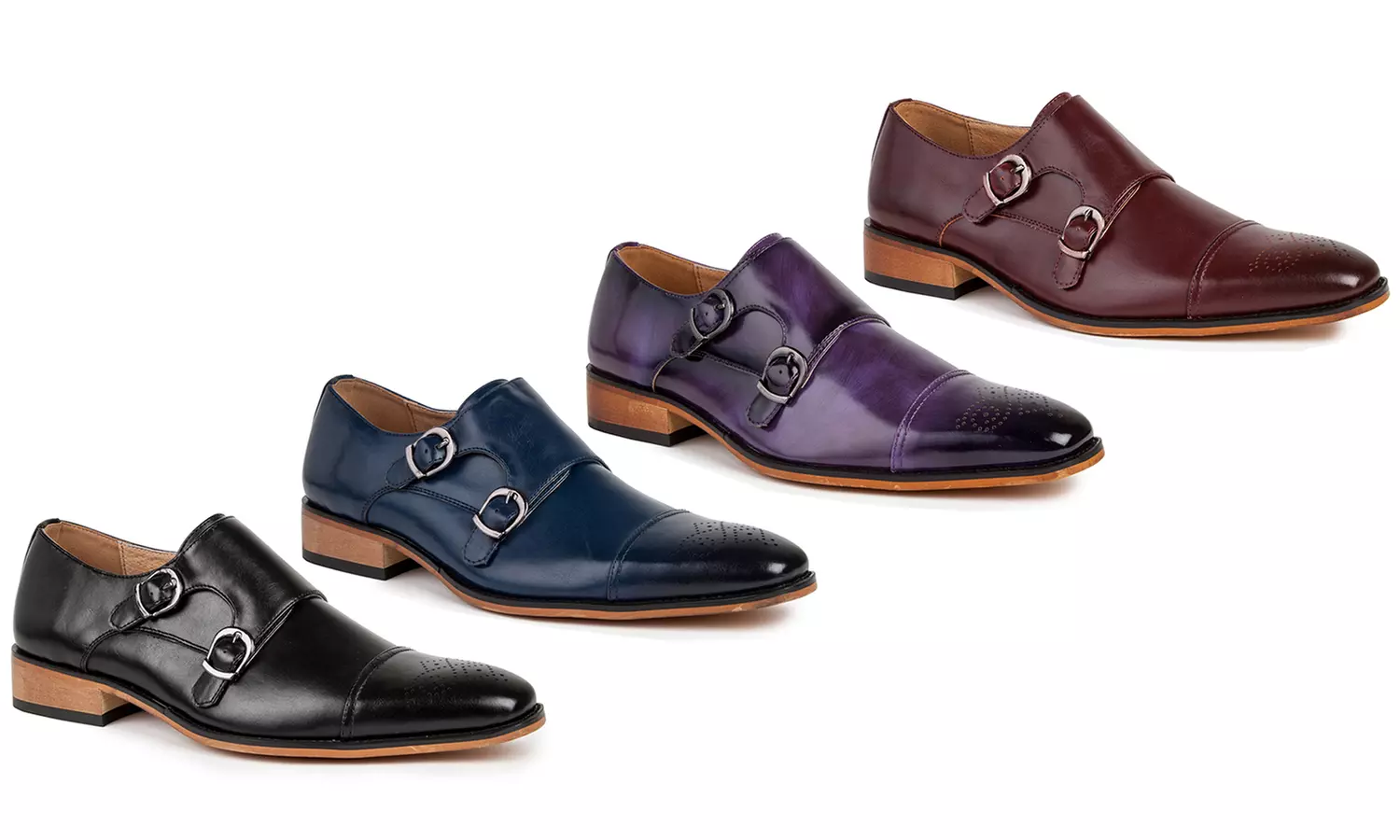 Signature Double Monk Strap Cap-Toe Brogue Shoes
 - Primary Image