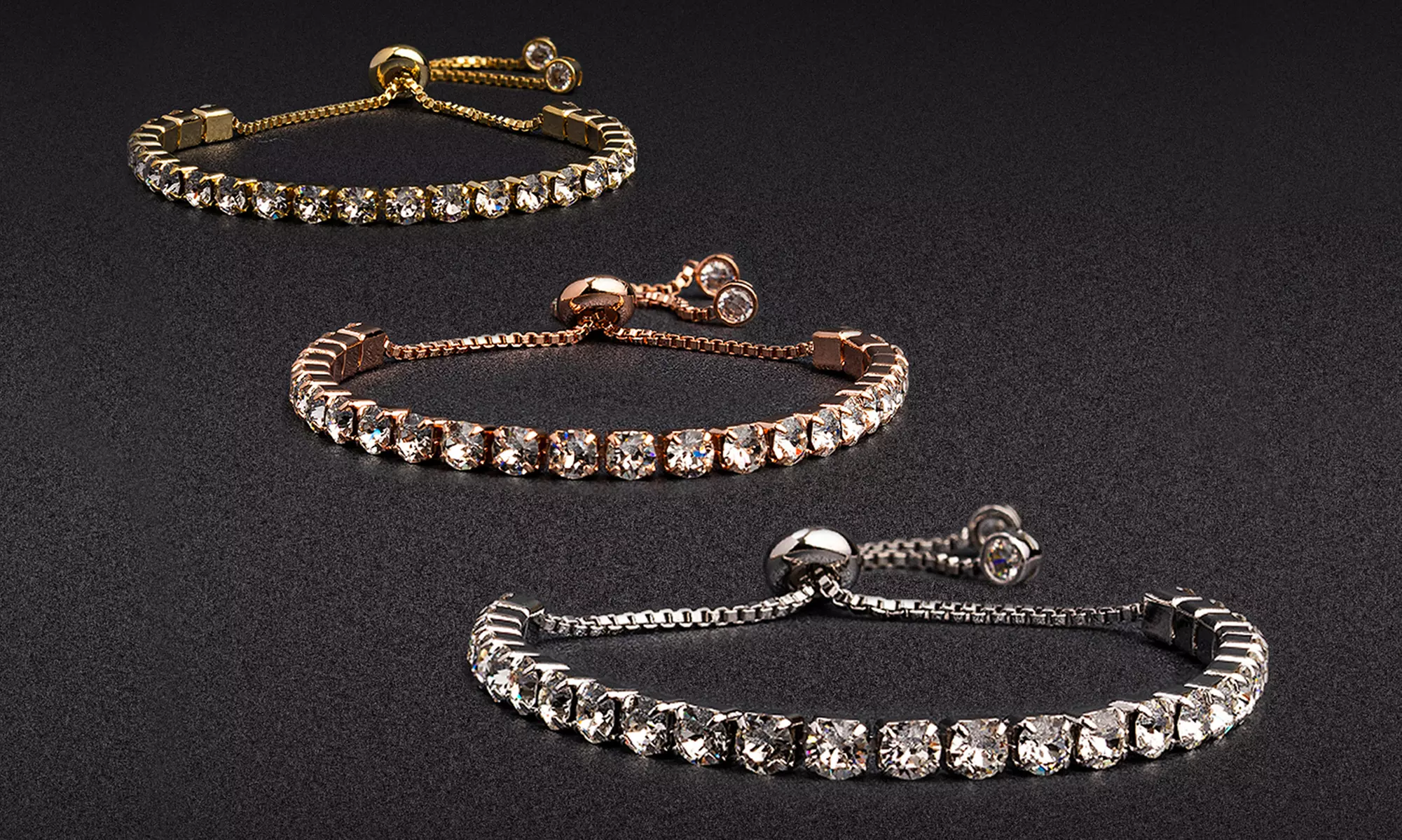 Adjustable Studded Tennis Bracelet Made with Swarovski Elements by Nina & Grace (Multiple Options Available) - Primary Image