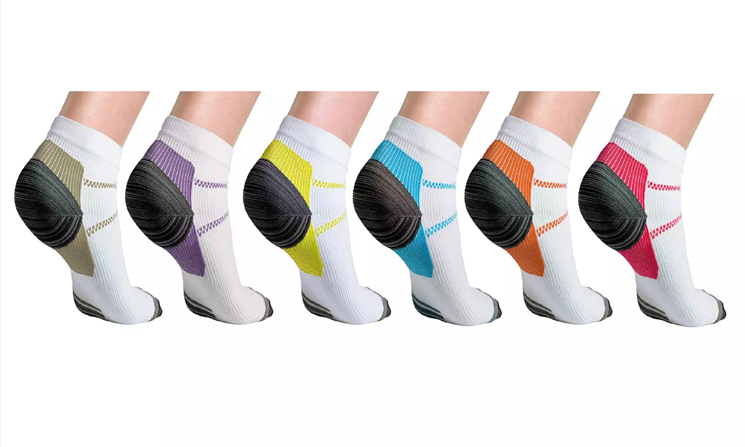 Unisex Ankle-Length Compression Socks (6 Pairs) - Primary Image