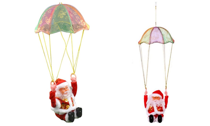 Image 1: Musical Tumbling Parachute Santa