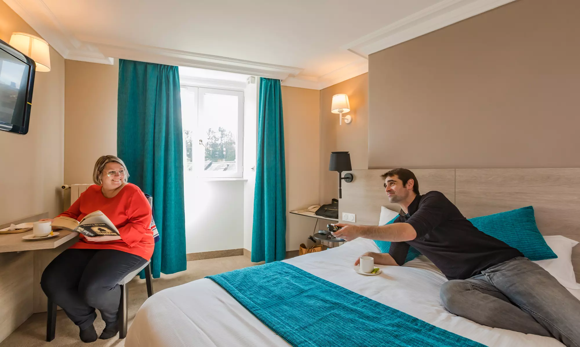 Normandie : chambre double Céleste et petit-déjeuner