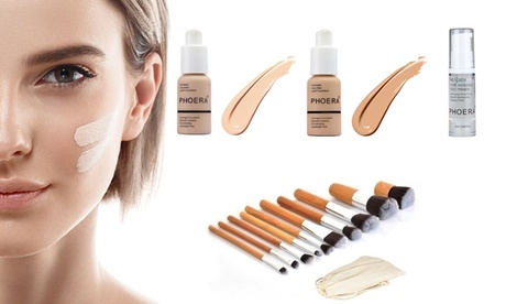 Fondotinta Phoera, gel Primer e set composto da pennelli in bambù