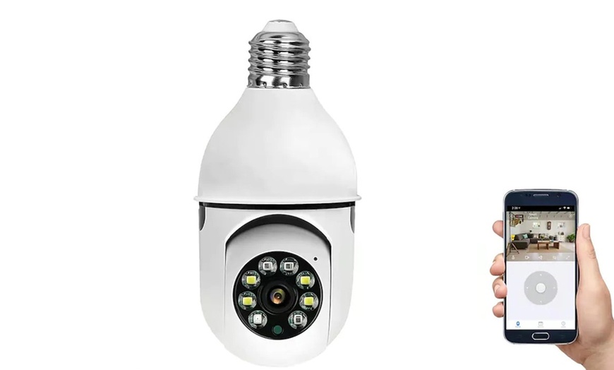 Image 1: Full HD 1080P Wireless Light Bulb Security Camera