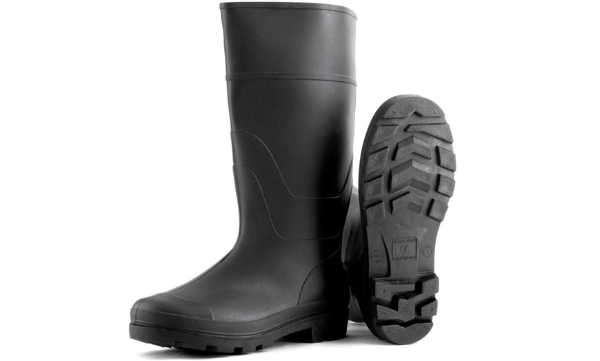 Image 1: Black Rubber Wellington Boots