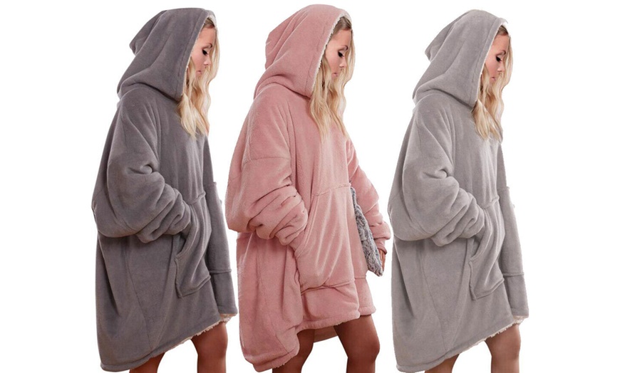 Image 1: Reversible Giant Hoodie Blanket