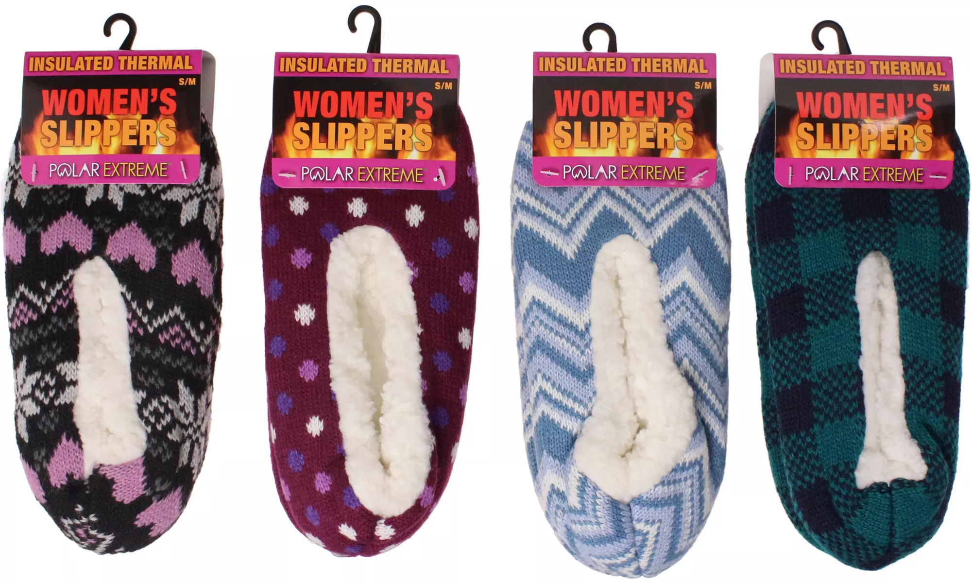 Polar Extreme Women's Fuzzy Slipper Socks (4-Pack) - Second Medium