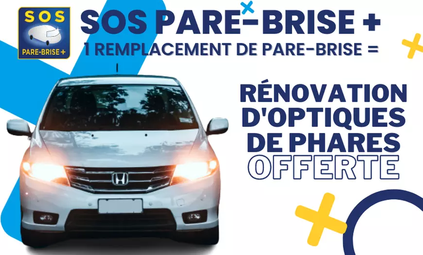 Rénovation d'optiques de phares offerte pour tout remplacement de pare-brise avec SOS Pare-Brise +