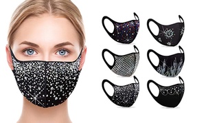 Two-Pack of Stylish Design Rhinestone Face Masks 