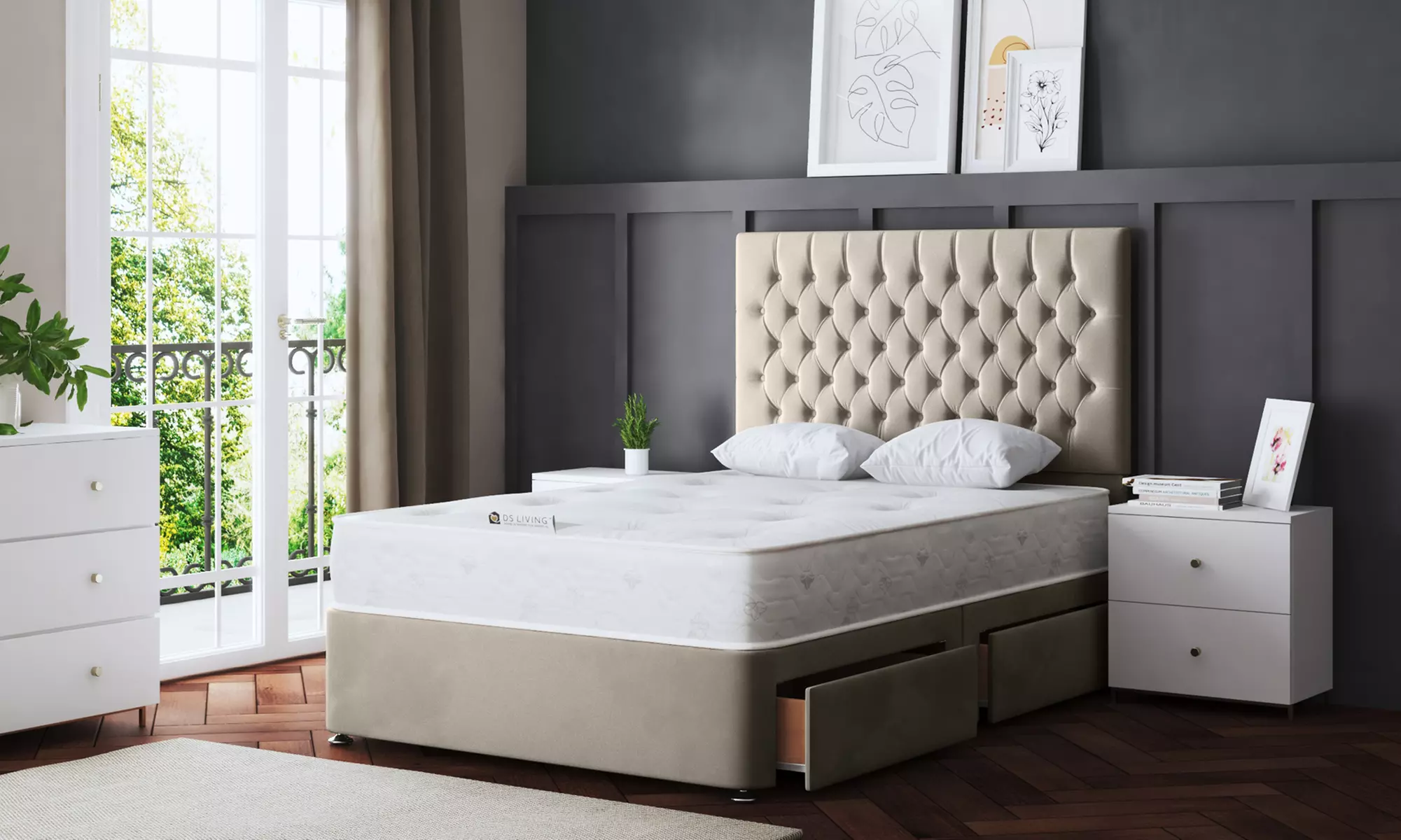 Seraphine Chesterfield Divan Bed with Four Drawers