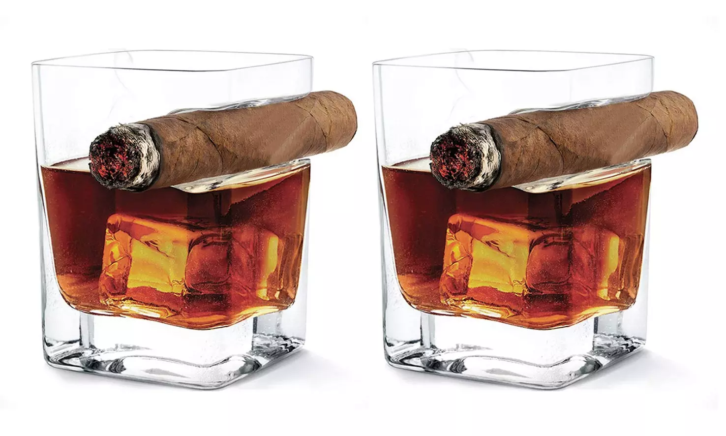 Whiskey Glass with Indented Cigar Rest (1- or 2-Pack) - Second Medium