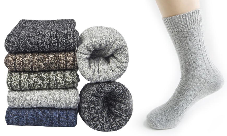 Image 1: Unisex Warm Knitted Socks with Wool