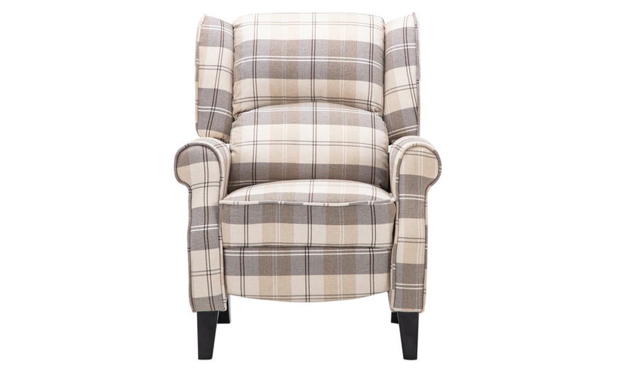 Image 2: Fabric Tartan Motion Reclining Armchair