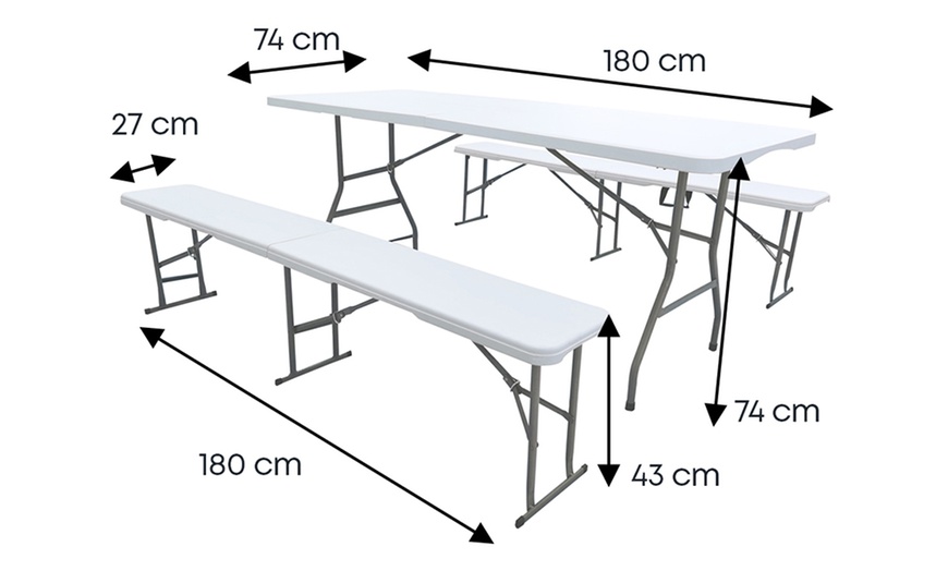 Image 5: Ensemble de table pliante et bancs 6/8 places