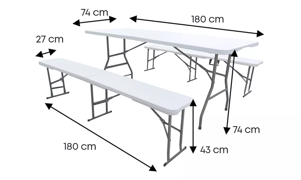 Ensemble de table pliante et bancs 6/8 places, livraison offerte - Image 5
