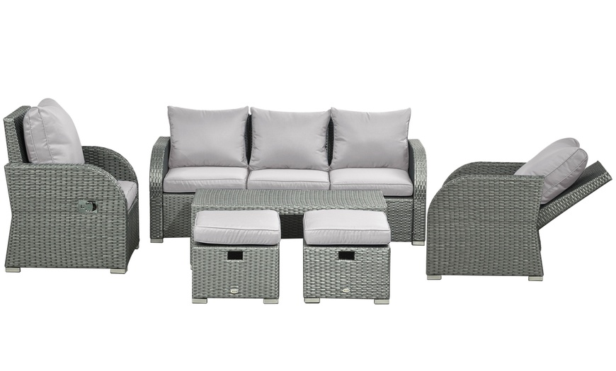 Image 8: Outsunny Seven-Seater Rattan-Effect Recliner Furniture Set