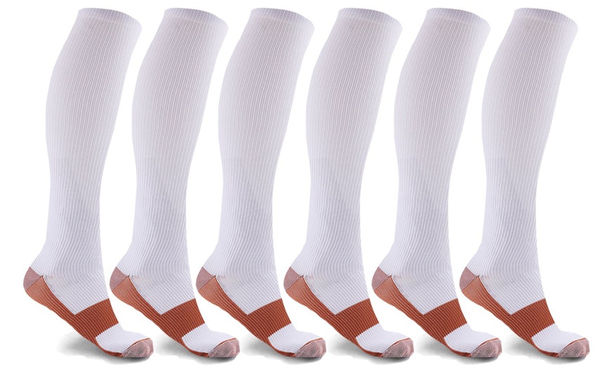 Xtf Copper Infused Knee High Compression Socks Collection 6 Pairs Groupon 8251