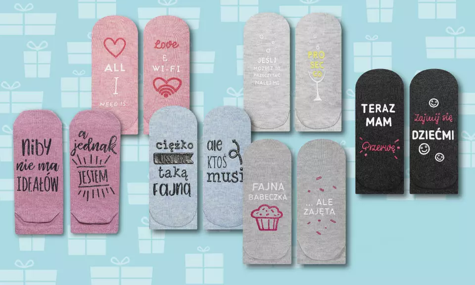 Zestaw 6 par skarpetek damskich lub męskich z napisami od 48 zł i więcej z SOXO - Image 4
