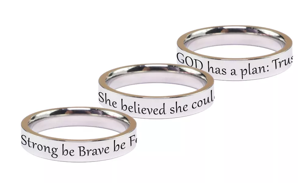 Pink Box Solid Stainless Steel Comfort Fit Inspirational Ring
 - Primary Image