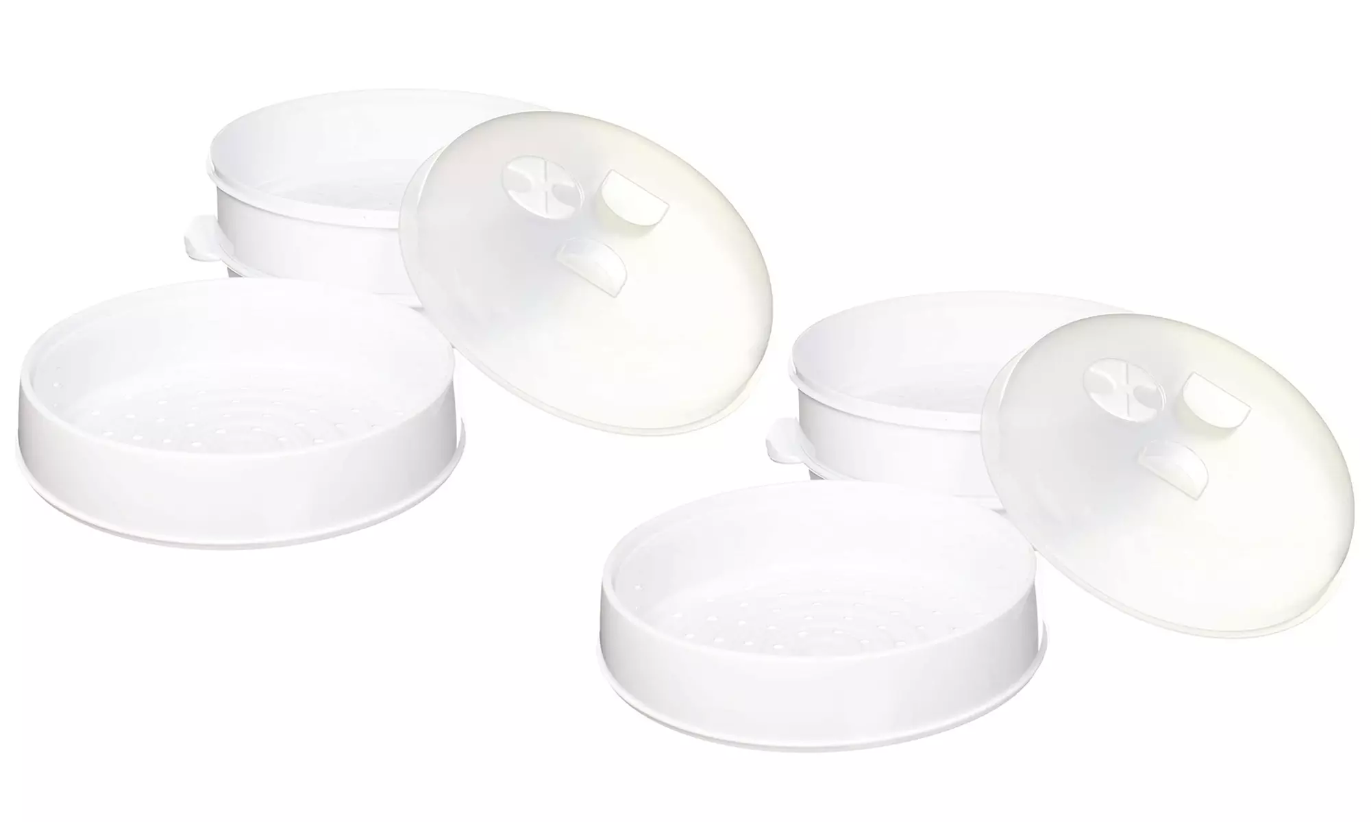 1 ou 2 cuiseurs vapeur pour micro-ondes à 2 niveaux, permet de cuire 1 ou 2 plats simultanément - Image 4