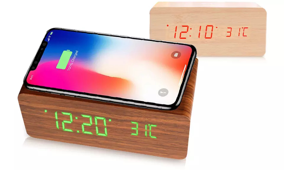 1 ou 2 réveils design en bois avec station de charge QI - Primary Image