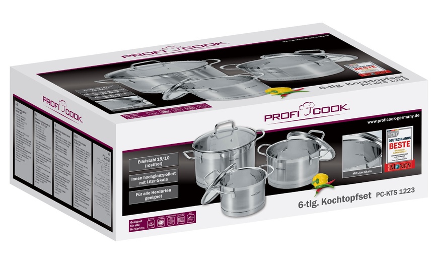 Image 10: Set de ollas de cocina de acero inoxidable con tapa de ProfiCook