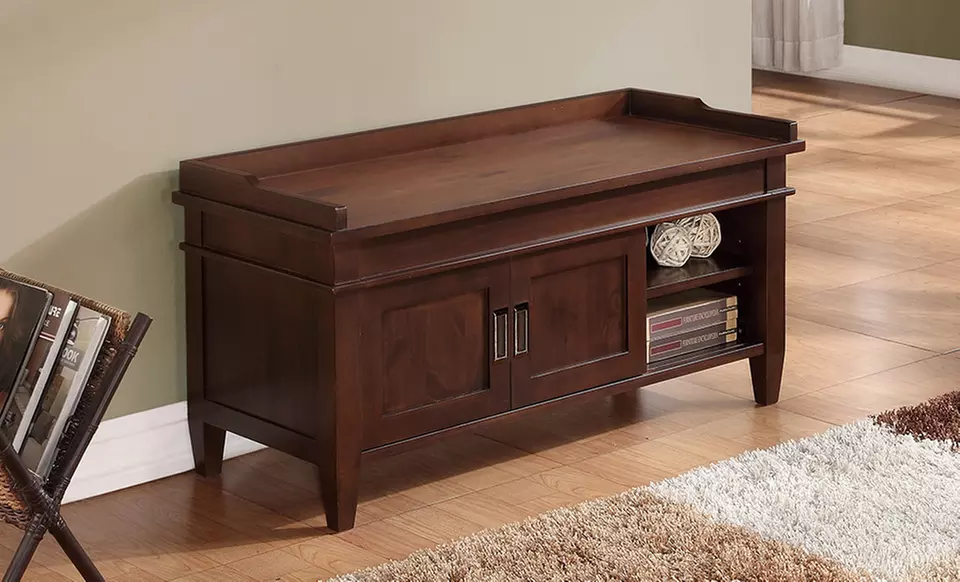 Simpli Home Carlton Collection Entryway Storage Bench - Primary Image