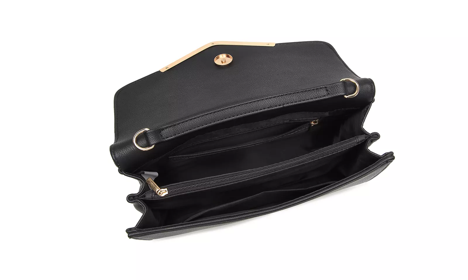 Miss Lulu Vegan Envelope Clutch Bag With Long Gold Chain Strap