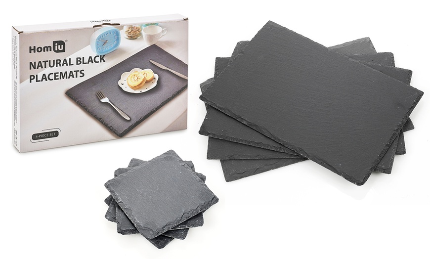 Image 1: Black Placemats or Coasters