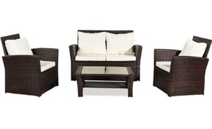 Four-Piece Rattan-Effect Sofa Set