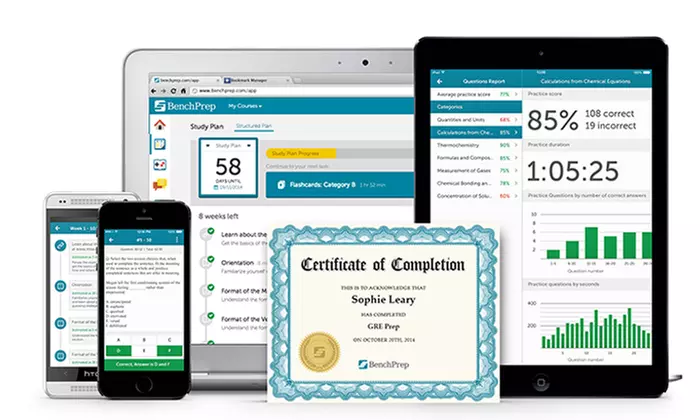 Online Test Prep Course from BenchPrep. Courses Include GRE, GMAT, SAT, LSAT, and More. - Primary Image