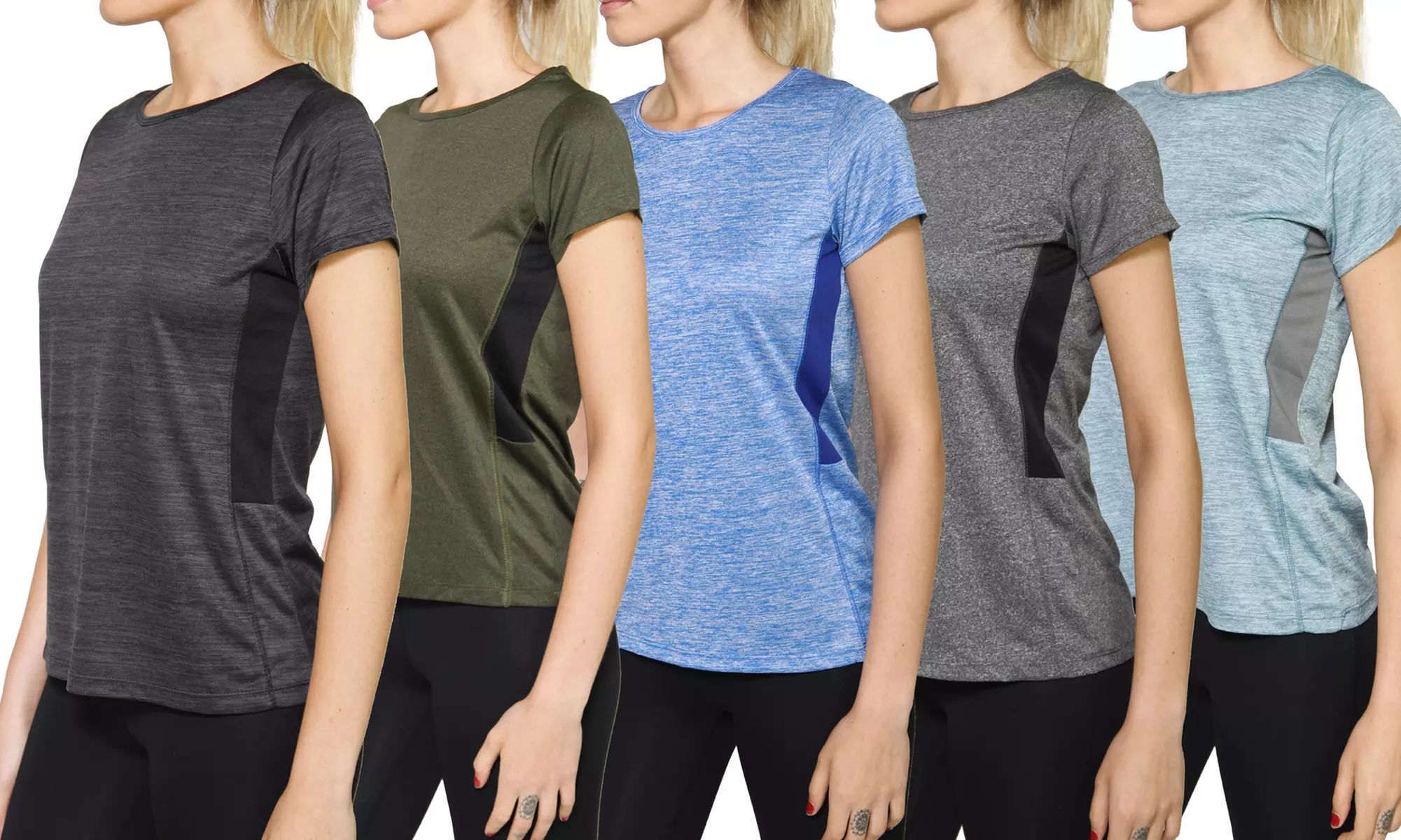Women's Dry-Fit Active Workout Crewneck T-Shirts (5-Pack) - Image 6