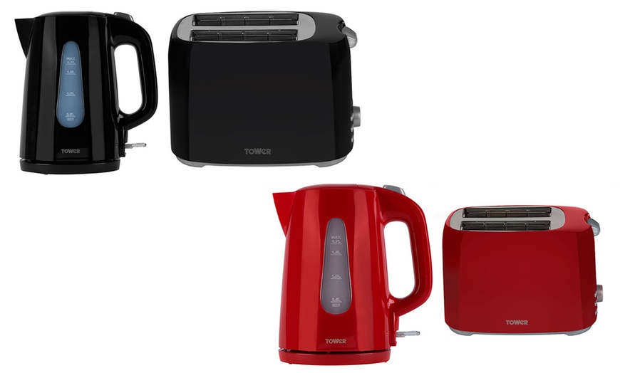 Image 1: Tower Toaster and Kettle Set